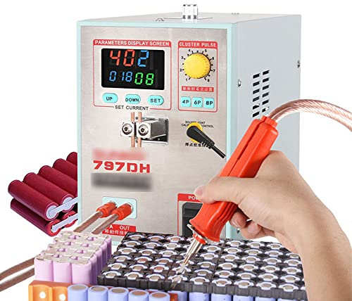 HTDRE Saldatrice per batterie 797DH, Attrezzatura per Saldatura da 3,8 kW, saldatrice a impulsi per batterie al Litio 18650 e 14500.