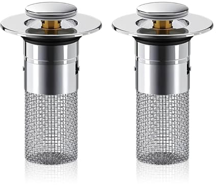 2 Pezzi Tappo Lavandino Bagno, Tappo Bidet Universale Pop Up per Il Foro di Drenaggio di 34-40MM Filtro di Scaricoin Acciaio Inossidabile per Lavandino,Cucina,Vasca da Bagno