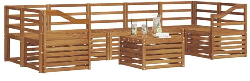 vidaXL Sofagarnituren 8 pcs Natur Massivholz Akazie, Elegantes Garten-Sofa, modernes Lounge-Set für draußen, langlebige Terrasse, gemütliche Sitzmöbel
