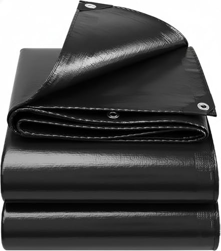 6X8 m Lona Impermeable y Resistente de Polietileno 130 g/m² – Color Negro – Anti-UV y antiheladas – con Ojales metálicos Reforzados – Multiusos para jardín, Camping, Muebles, Coches