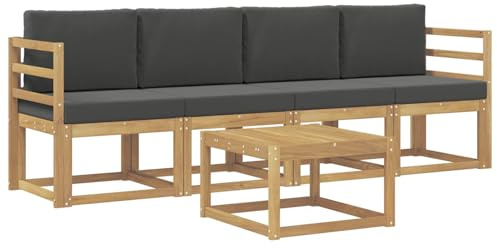 vidaXL Outdoor-Sofagarnitur mit Kissen 5 pcs Weiß und Anthrazit, Garten, modernes Outdoor-Sofa, gemütliche Lounge-Sitzgruppe für Terrasse