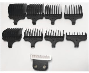 1 x Rasiermesser T-Klinge + 8 Haarschneidekamm Nr. 1–8, 1/8 Zoll–1 Zoll, 3–25 mm Ersatz, kompatibel mit Wahl 9816–200 9818L 9837 9854 9854L 9894 9884