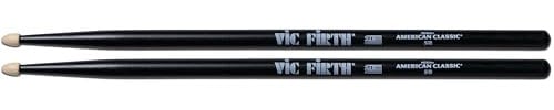 Vic Firth - Bacchette per Batteria Serie American Classic® - 5BB - Hickory Americano - Punta di Legno - Nere
