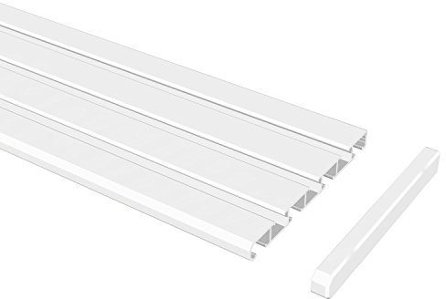 Flairdeco Vorhangschiene 3-/4-läufig Wendeprofil, Aluminium, Weiß, 360 cm (geteilt in 2x180 cm)