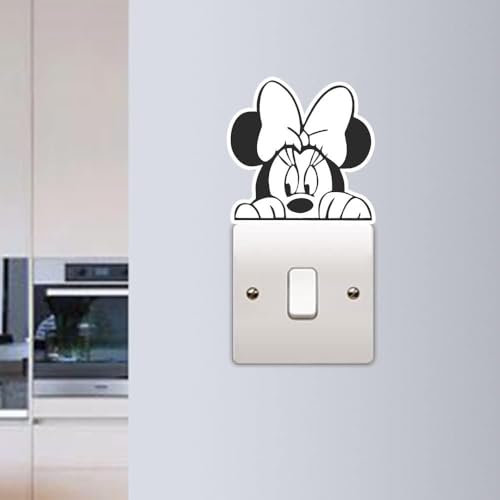 Minnie Mouse Lichtschalter-Aufkleber, Minnie Maus, Vinyl-Aufkleber, Kunst, Wand, Disney-Maus, lustiger Lichtschalter, Wandaufkleber für Kinderzimmer, Schlafzimmer, DIY