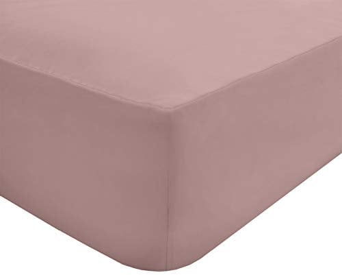 Sleepdown Fitted Sheet Super Soft Cosy Easy Care Polycotton Bed Linen Luxury Bedding Bedsheet 25 cm Deep Non Iron - Soft Pink - King