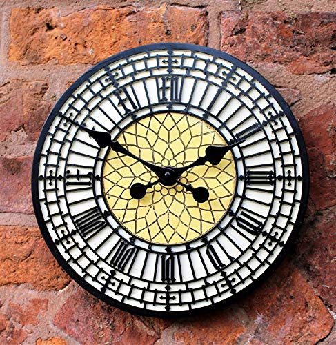 Homezone Large Outdoor Wall Clock 30cm Big Ben Clock Face Roman Numerical Indoor Outdoor Clock Large Garden Clocks Outdoor Waterproof Quartz Battery Operated Big Ben Clock Replica