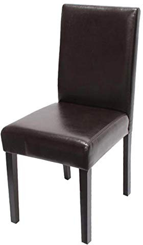 Mendler Esszimmerstuhl Littau, Küchenstuhl Stuhl, Kunstleder - braun, dunkle Beine