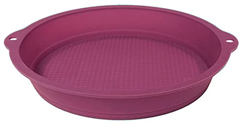Tradineur - Molde bajo de silicona redondo 20 x 4.5 cm. Recipiente repostería, cocina, apto para microondas y lavavajillas