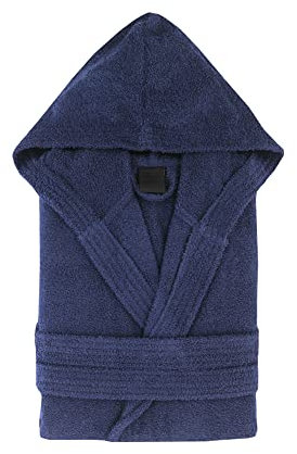 Top Towel Elegant-Accappatoio per Donna e Uomo 100% Cotone, 500 g/m² -Opzione con o Senza Cappuccio-Morbido e Assorbente per Doccia, Spa e Piscina, Marino, M Unisex-Adulto