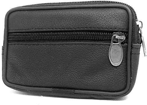 Charmoni - Portefeuille Homme - Porte Monnaie - Fermeture éclaire - en Cuir - pour Poches Plates - avec Passant Ceinture - Compact et léger