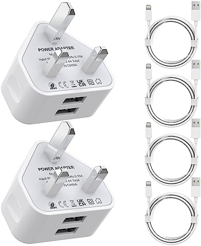 【MFi Certified】2Pack Dual USB iPhone Charger with 4Pack Cable, 2.9/2.9/6/6 FT iPhone Charger Cable and 2Pack Dual USB Wall Charger Plug for iPhone 14 13 12 11 Plus/Pro/Pro Max/Mini/Xs/Xs Max/XR