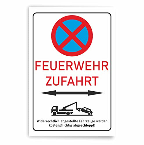 INDIGOS UG - Schilder - 297x210mm - Schild DIN A4 1 Stück - Feuerwehrzufahrt - Aluverbundplatte - für Garage, Hotel, Parkplatz, Schule, Carport, Firma