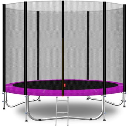 Baunsal® Trampolin Outdoor Ø 244 cm (EXD) pink als Komplettset mit Federabdeckung, Sprungmatte, Netz und Leiter - Gartentrampolin Spielzeug für Kinder