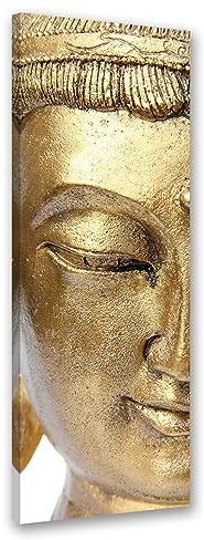 Feeby Bilder Zen Orient Buddha 60x150 cm 1 tlg Schlafzimmer Modern Vlies Leinwandbilder Bild auf Leinwand Kunstdruck Wand Wanddeko Design Wohnzimmer Büro Flur Hotel Spa Buddhismus Yoga Gold