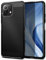 Qiinogow Cover Compatibile con Xiaomi 11 Lite 4G/5G/5G NE, Custodia per Telefono Slim Fit con Antiurto, Anti-Graffio, Case Protettiva in Gomma TPU in Fibra di Carbonio, Nero