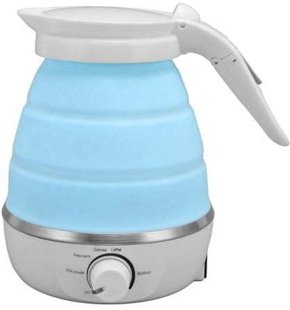 Bouilloire électrique Pliante, Bouilloire à Eau Chaude 850 W 220 V avec Prise UE pour Hôtel et Voyage (BLUE)