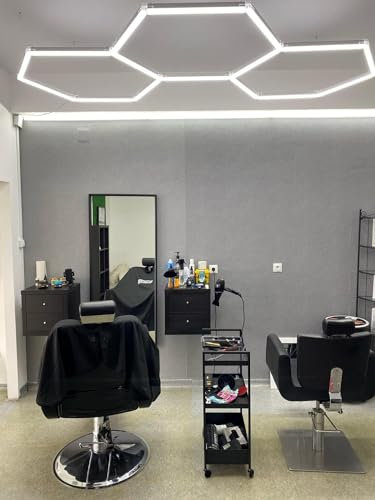 rivestiiltuogarage Lampada Led nido d'ape esagonale barber shop carrozzeria studio tatoo soffitto parete detailing officina (240x126 cm)