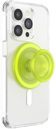 PopSockets Phone Grip for MagSafe with Kickstand, Magnetic Stand, Swappable Top, Secure Hold for iPhone MagSafe Cases, Phone & Tablet Grip - Chartreuly Translucent Glow in The Dark