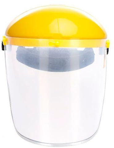 Tradineur - Pantalla de protección facial, visera de seguridad con pantalla de plástico transparente, incluye correa ajustable, desbroce, trabajos de jardinería