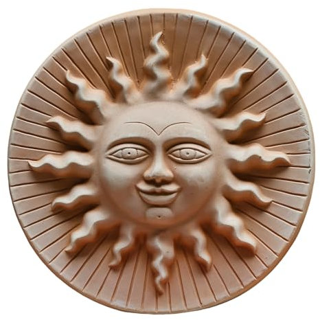 Deko Sonnenuhr Meridiana aus italienischem Terrakotta frostfest und witterungsbeständig QUALITÄTSWARE (Wandbild Sole Righe 31cm)