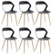 JZGORC Lot de 6 Chaises de Salle à Manger Nordiques, Chaises de Cuisine, avec Pieds de Chaise en Métal, Grand Design de Dossier évidé, idéal pour Salon, Salle de Détente -Noir + Bois