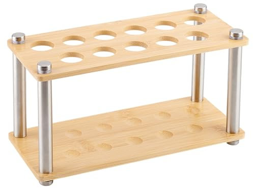 AHANDMAKER Reagenzglasgestell Aus Holz Labor Reagenzglashalter Mit 11 Loch Für Reagenzgläser Mit 21.5mm Durchmesser Labor Reagenzglasgestell Für Wissenschaftliche