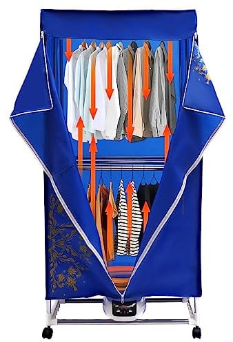Wäschetrockner Elektrisch, 1500W Tragbarer Kleiderschrank Warmlufttrockner mit Timing-Funktion 3 Gang-Einstellung Trockner Wäscheständer 70.5 * 47.5 * 147cm