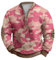 Herren-Sweatshirt, lustig, für Frühling und Herbst, lockere Tarnung, 3D-Druck, modisch, halber Reißverschluss, lässig, ohne Kapuze, Kapuzenpullover, für Herren, rose, L