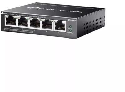 TP-Link Omada Switch PoE 5 Ports Gigabit Manageable, 4 Ports PoE+, 65W, Switch RJ45 Boitier métal, Silencieux, Installation facile, Gestion centralisée du Cloud, idéal PME, ES205GP