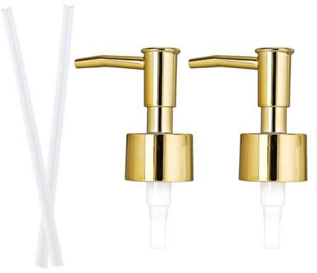 2 Pcs Soap Pump Dispenser Head Gold Soap Dispenser Pump Replacement Lotion Soap Dispenser Pump Replacement for Lotion Regular Mouth Plastic Shampoo Bottle or Glass Mouth Bottles