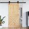 Higsose Porta scorrevole in legno di pino massiccio, divisorio alla moda, per soggiorno, camera da letto, ufficio o cucina, design moderno, marrone e nero, 100 x 210 cm