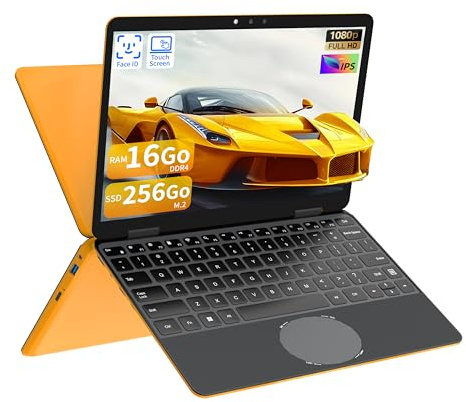 AocBook PC Portable 2-en-1 Tactile 11 FHD IPS, Couleur Racing Yellow, 16 Go RAM, SSD M.2, Écran Pivotant 360°, Reconnaissance Faciale (16Go RAM + 230Go SSD)