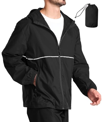 ZITY Men's Waterproof Jacket Outdoor Windbreaker Rain Jackets Lightweight Packable Rain Coat Fast Dry Raincoat for Hiking Cycling