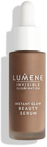 LUMENE Invisible Illumination Instant Glow Beauty Serum | Universal Deep | Gesichtsmake-up & aufhellendes Serum | Leichte, aufbaubare Deckkraft | Vegan | 30 ml