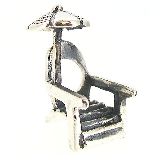 Queenberry Charm-Anhänger mit Strandkorb und Sonnenschirm, Sterlingsilber, europäischer Stil
