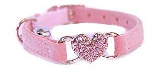 PET Palace ® Queenie Cat (rose) le velours mou de peluche et le collier de sécurité de chat orné de bijoux pour les monarques moggy plus le jouet de la souris mignonne GRATUIT