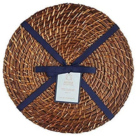 Artesa Bamboo Rattan Tischsets, 2er Set runde handgeflochtene Tischsets aus der Natural Design Kollektion, 28cm Durchmesser, Braun, 1 Set