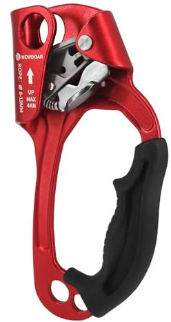 NewDoar UIAA & CE-zertifizierte Handaufsteiger, Kletterbaum, Baumpfleger, Abseilausrüstung, Seilklemme für 8 ~ 12 mm Seil (rot)