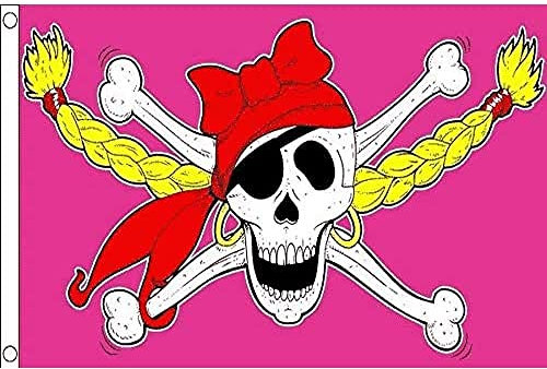 AZ FLAG - Flagge Mädchen Pirat - 150x90 cm - Piraten Totenkopf Fahne 100% Polyester mit Messing-Ösen - 110g
