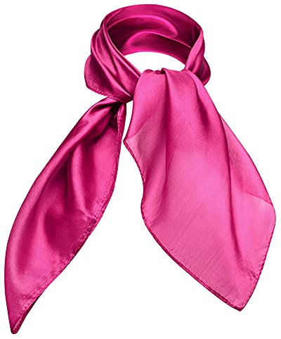 Basic Sense Plain 100% Genuine Mulberry Silk Small Square Scarf, 55 x 55cm (21.5 x 21.5 inches), Fuchsia