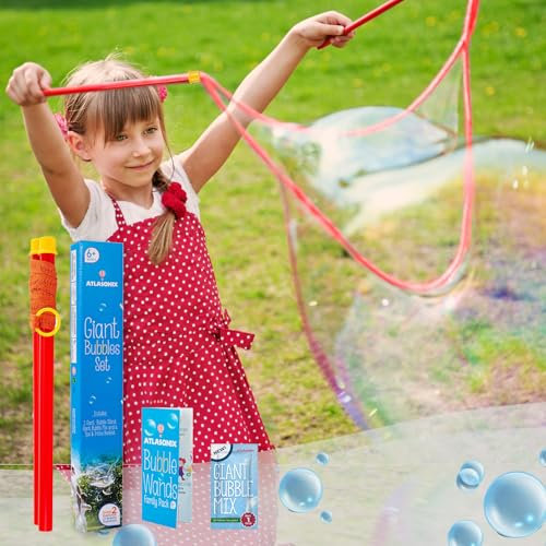 Riesiger Seifenblasenstab, Riesenseifenblasenmacher, große Seifenblasenstäbe, Outdoor-Spielzeug für Kinder, Stäbe und Seifenblasenmischung zum Herstellen von 2 Gallonen Seifenblasenlösung
