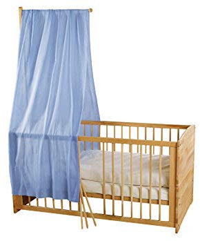 Bio Baby Betthimmel 100% Bio-Baumwolle (kbA) GOTS zertifiziert, Hellblau, 115 x 300 cm