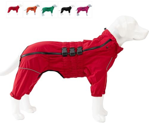 wasserdichte Hundejacke, leichte reflektierende Sicherheits-Hunderegenjacke, Winddichte und schneesichere Hundeweste für Corgis Dackel Red D-M
