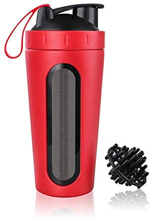 Tasse Deau Bouteille Shaker De Protéines En Acier Inoxydable Sport Bouteille D'Eau Coupe Du Shaker, Étanche, Tremblement De Gymnastique Bouilloire Sport Shaker,Rouge
