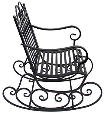 SK Style Metall Garten Schaukelstuhl, klassisches Design in schwarz