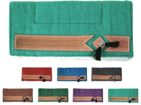 NETPROSHOP Pony Western Pad mit weichem Webfell und Lederverzierung, Rückenlänge ca. 62 cm, Farbe:Türkis