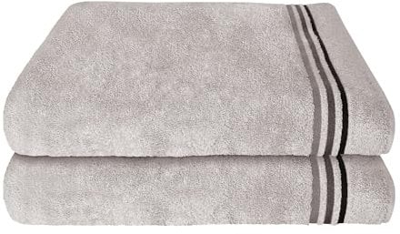 Schiesser Frottier Duschtuch Skyline Color im 2er Set | 100% Baumwolle aus nachhaltiger Produktion | saugstark, weich, farbecht | 70x140cm | Hellgrau
