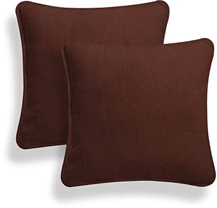 ARLINENS Set of 2 Plain Cotton Cushion Covers 20x20 Inch, Soft Decorative Square Throw Pillow Covers with Invisible Zipper, for Sofa, Bed & Chair (Chocolate)