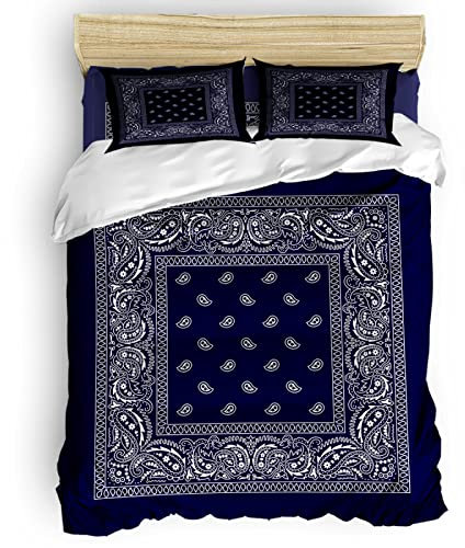 Bandana Bettwäsche 135x200, 110gsm Microfaser Bettbezug Set 2 Teilig - Weich & Angenehm & Atmungsaktiv, 1 Bettbezüge mit Reißverschluss + 1 Kissenbezug 80x80 cm